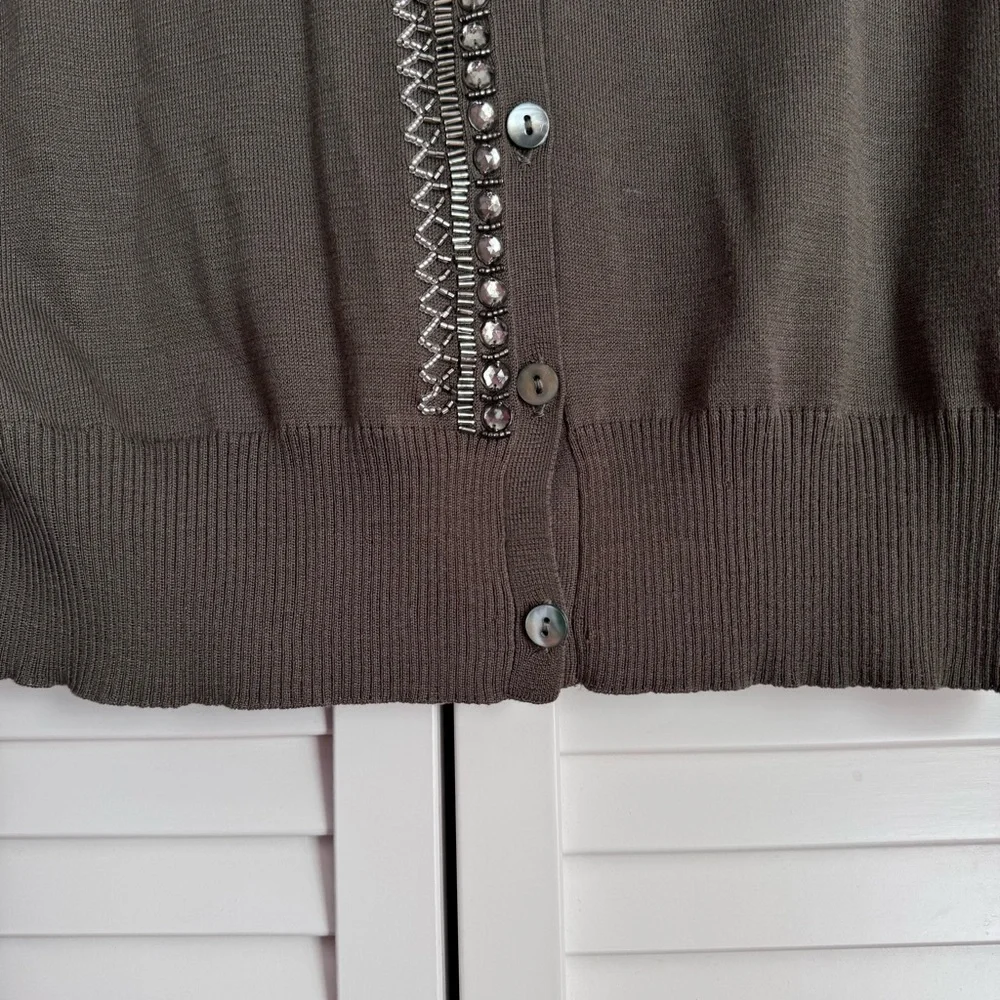 Bruno Manetti Silk Blend Beaded Embellished Cardigan Sweater